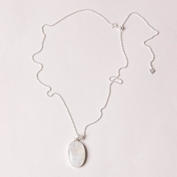 Rainbow Moonstone Oval Pendant Necklace - Image 10