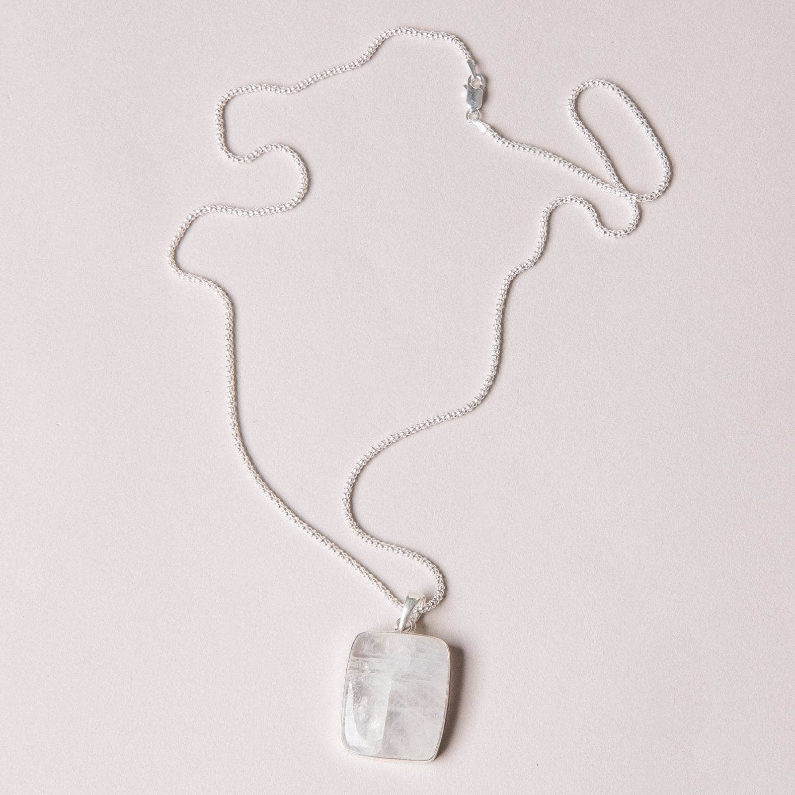 RBM-578 Rainbow Moonstone Square Pendant Necklace - Image 10