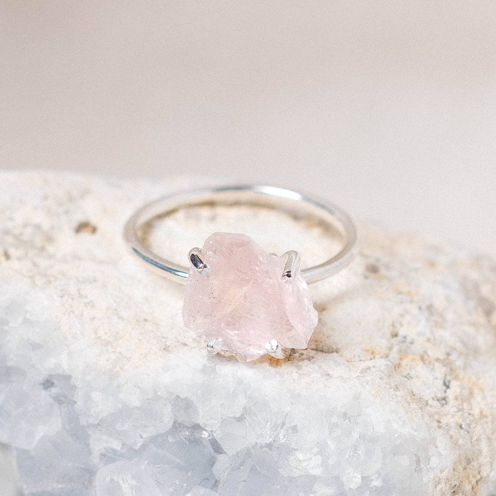 ROSE_QUARTZ_silver Rose Quartz Raw Freeform Gold or Silver Ring - Image 9