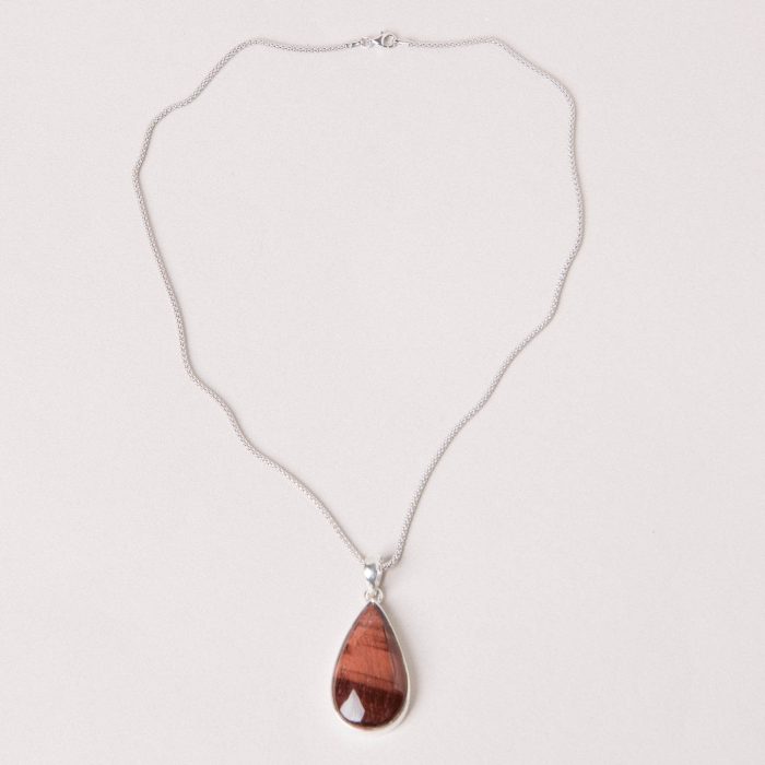 Red Tiger Eye Teardrop Pendant Necklace - Image 9