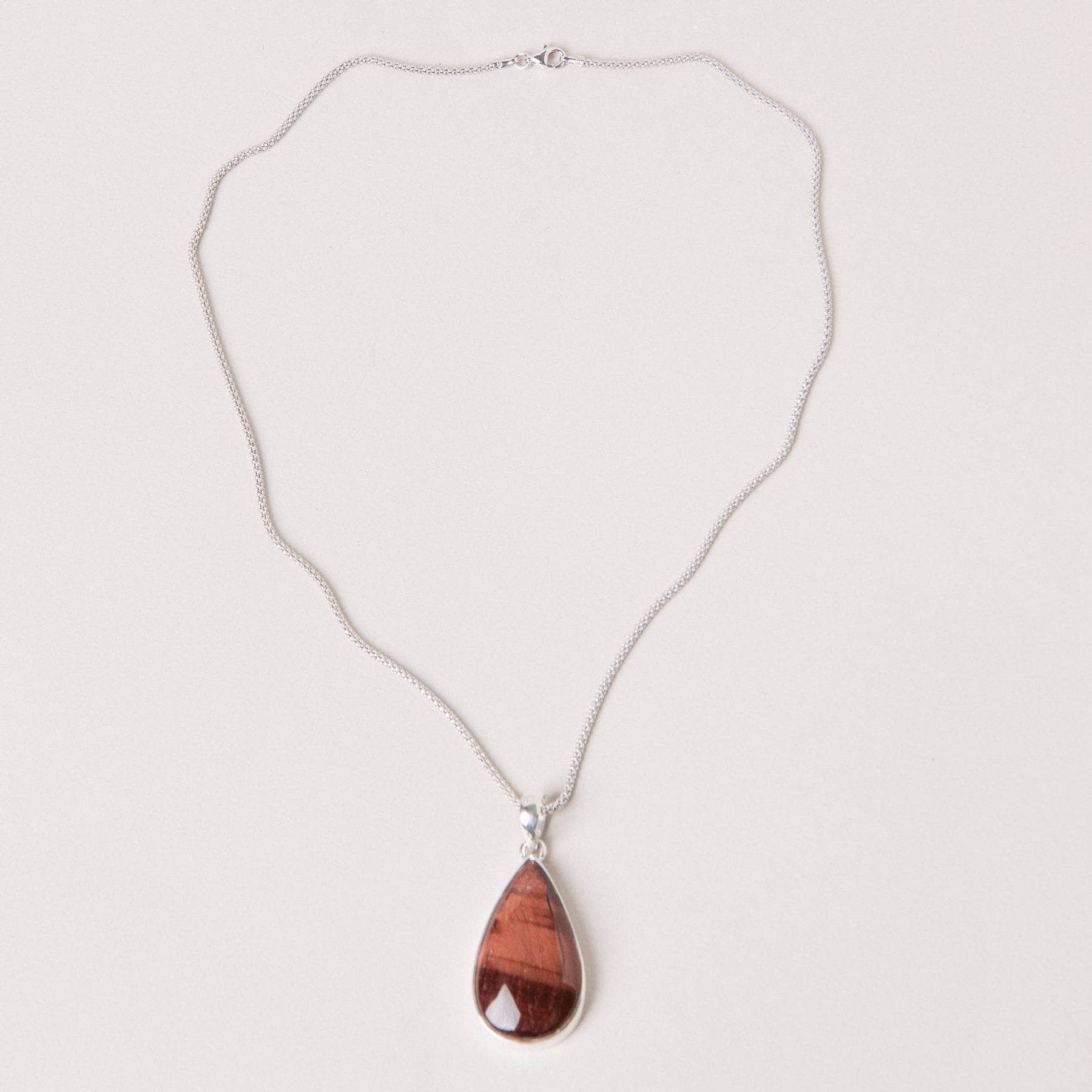 RTE-18 Red Tiger Eye Teardrop Pendant Necklace - Image 9