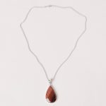 Red Tiger Eye Teardrop Pendant Necklace - Image 4