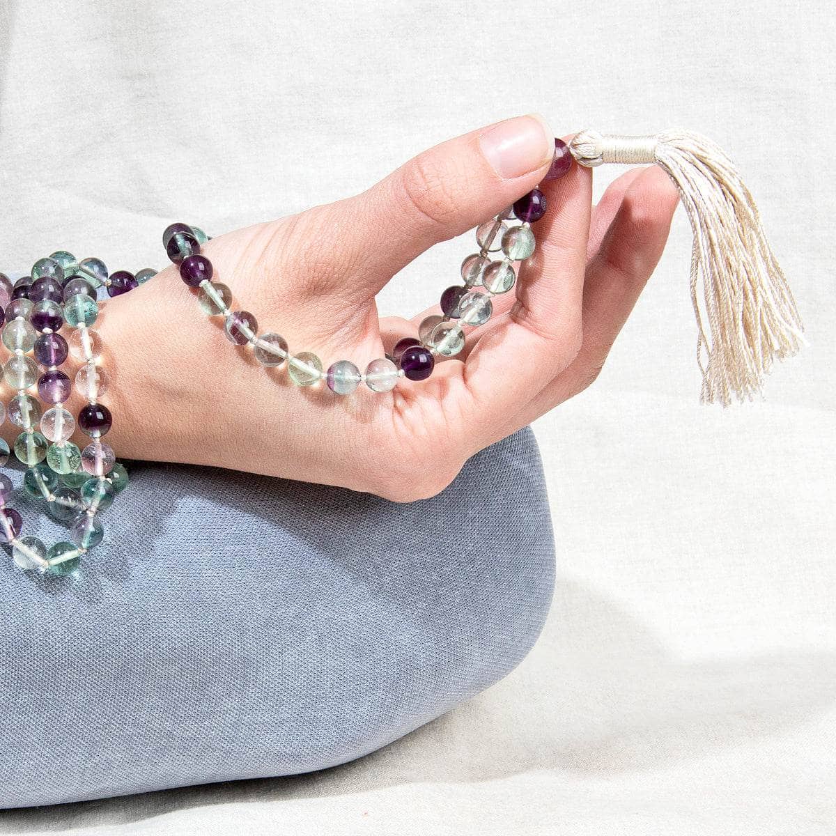 RainbowFluoriteMalaHand Rainbow Fluorite Mala - High-Energy Gemstones - Image 2