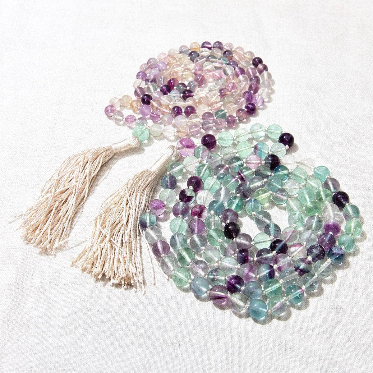 RainbowFluoriteMalaTwill Rainbow Fluorite Mala - High-Energy Gemstones - Image 1