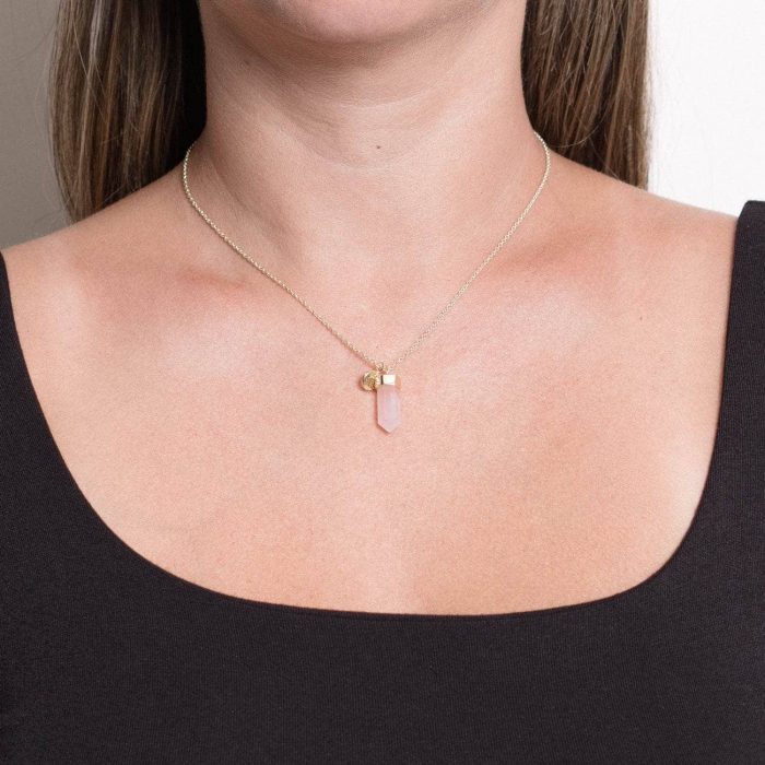 Delicate Rose Quartz Crystal Point Necklace - Image 5