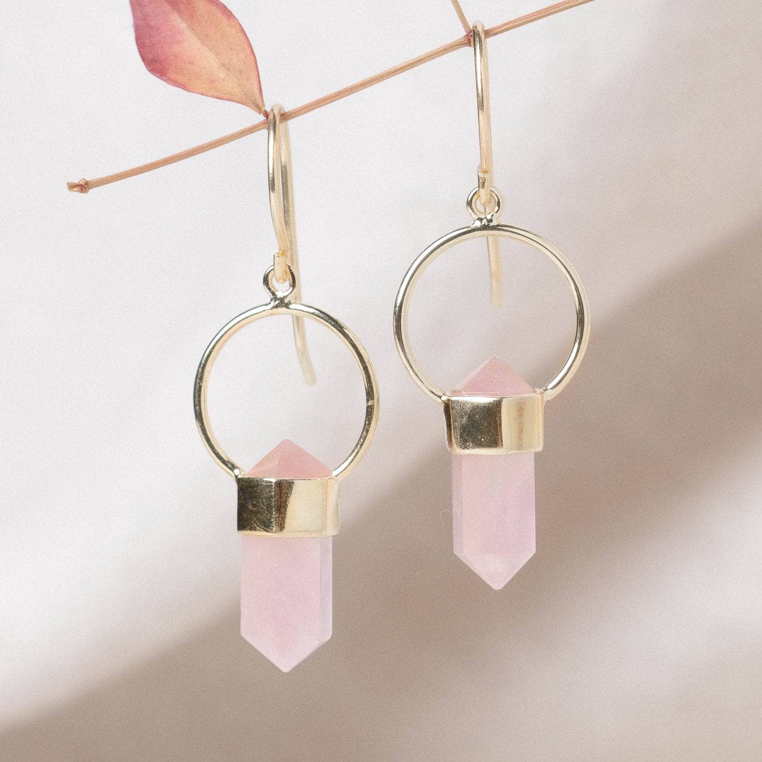 RoseQuartz Rose Quartz Crystal Point Earrings - Image 5