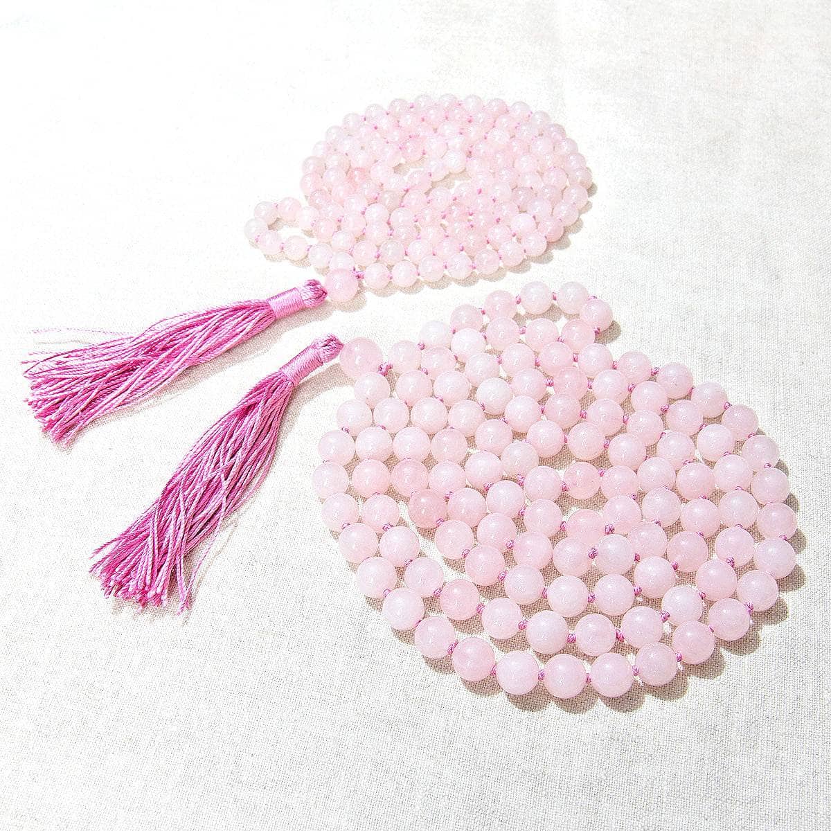RoseQuartzMalaTwill Rose Quartz Mala - High-Energy Gemstones - Image 1