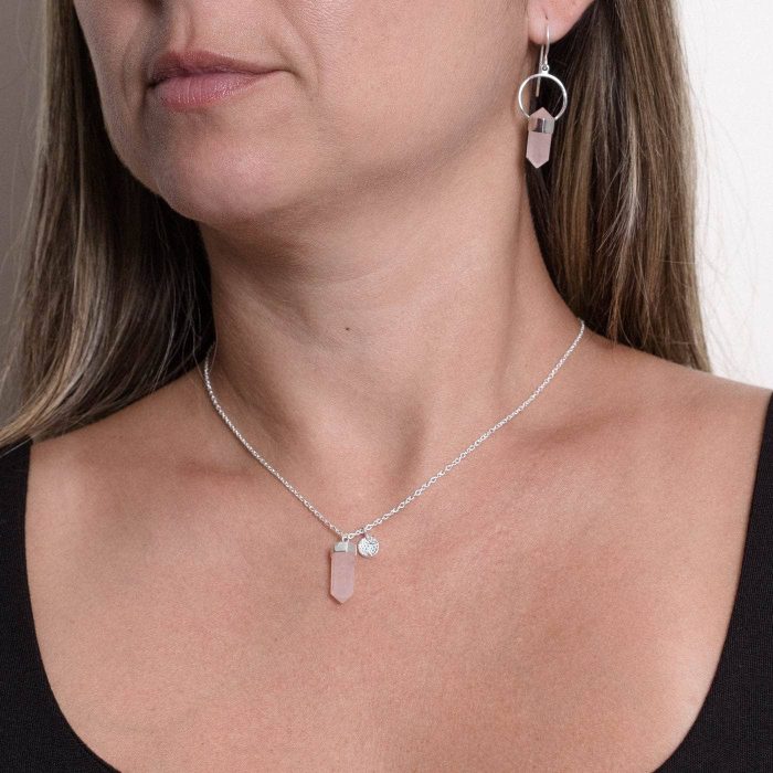 Delicate Rose Quartz Crystal Point Necklace - Image 4
