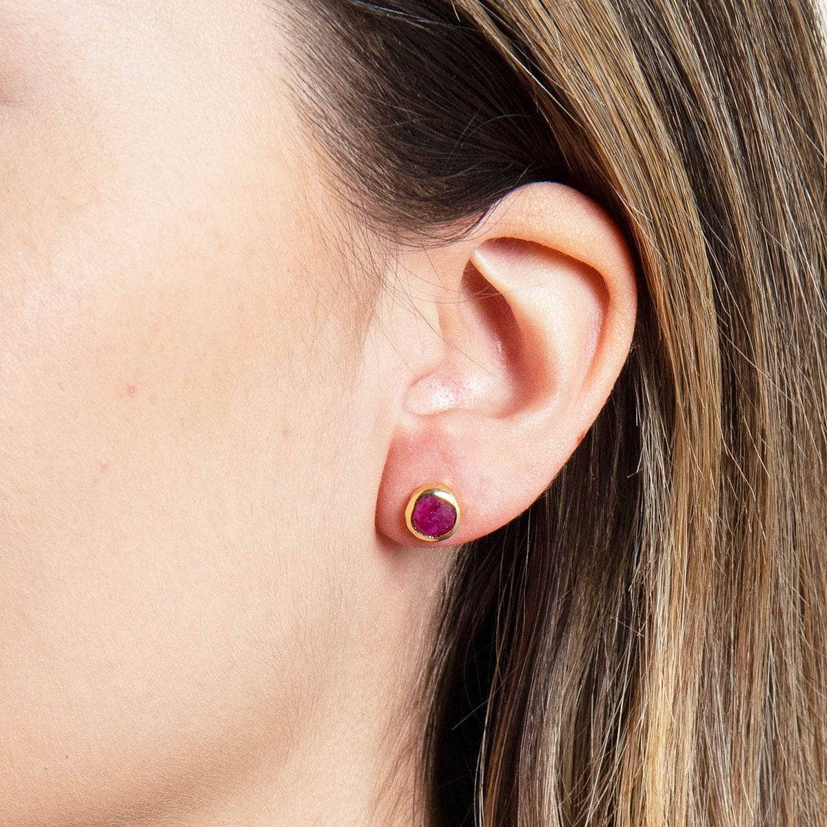 Ruby-1 Ruby Silver or Gold Stud Earrings - Image 7