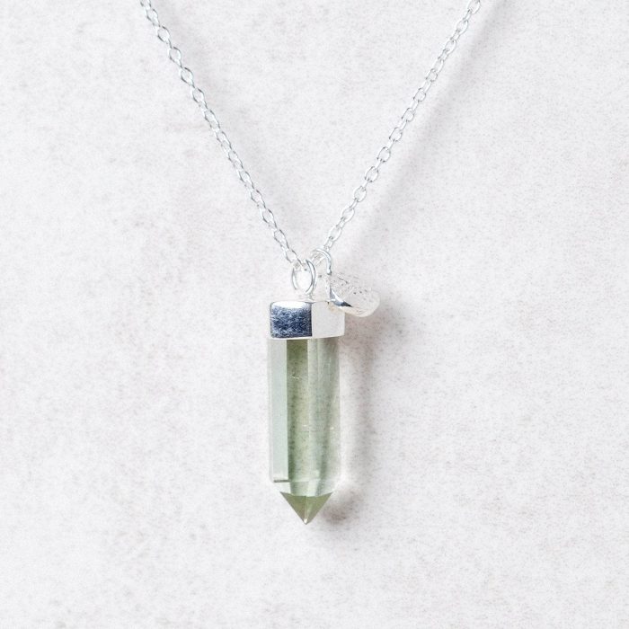 Green Amethyst Crystal Point Necklace - Image 6