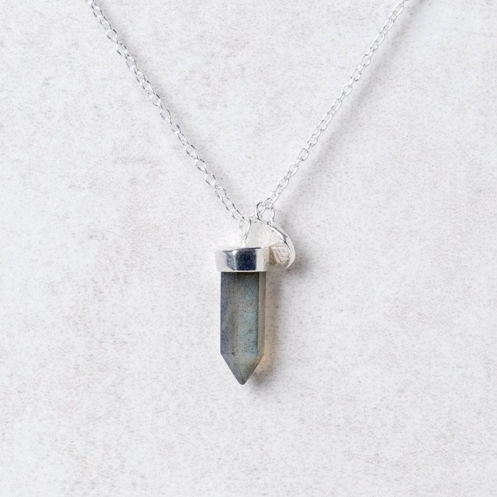 Delicate Labradorite Crystal Point Necklace - Image 6