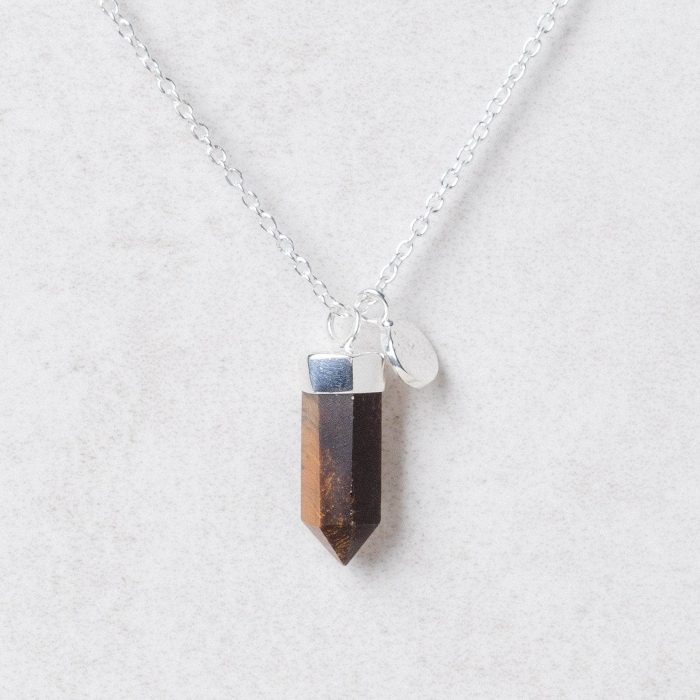 Delicate Tiger Eye Crystal Point Necklace - Image 6