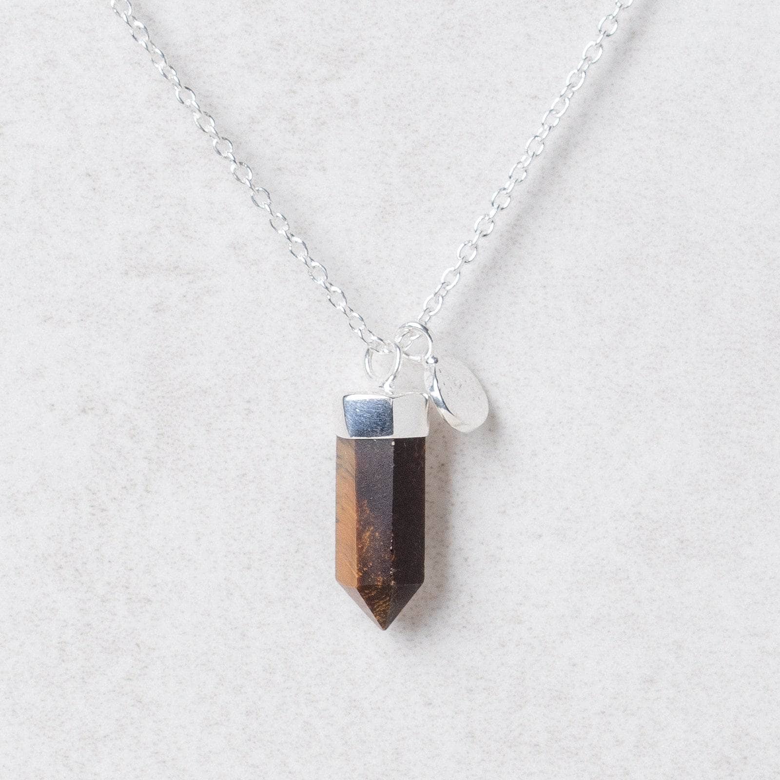 S_small22 Delicate Tiger Eye Crystal Point Necklace - Image 6