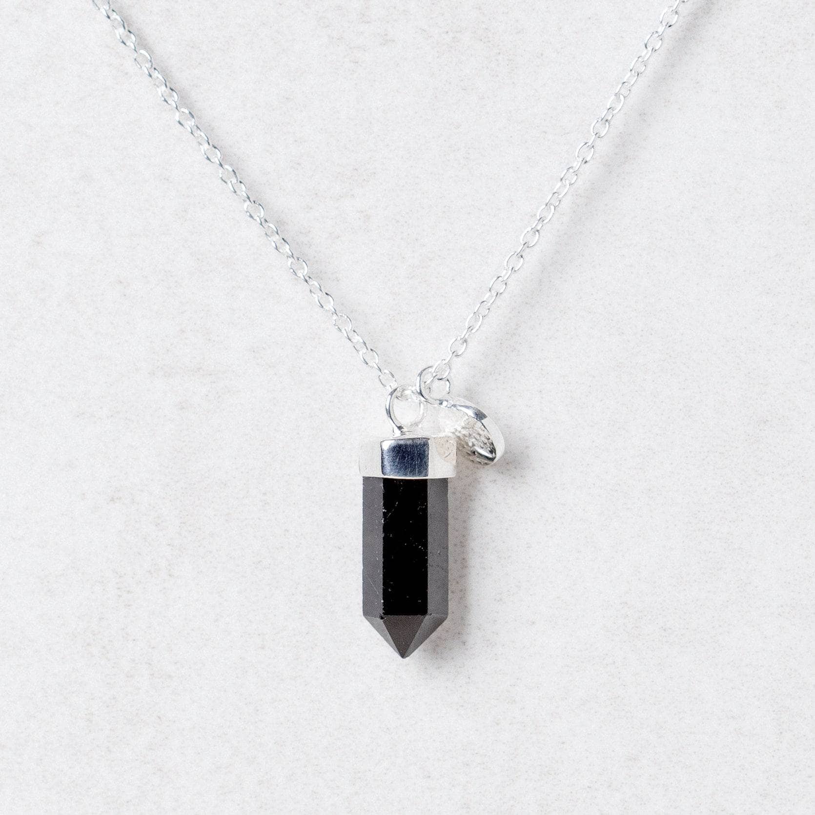 S_small6 Delicate Black Tourmaline Crystal Point Necklace - Image 6
