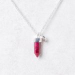 Delicate Ruby Crystal Point Necklace - Image 6