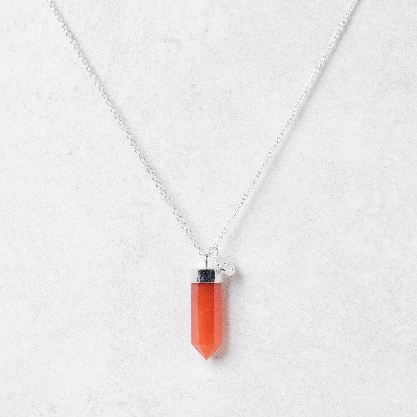 Silver-Large_75c4c3f0-ced9-42c9-9845-24549986b635 Carnelian Crystal Point Necklace - Image 7