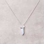 Delicate Rainbow Moonstone Crystal Point Necklace - Image 3