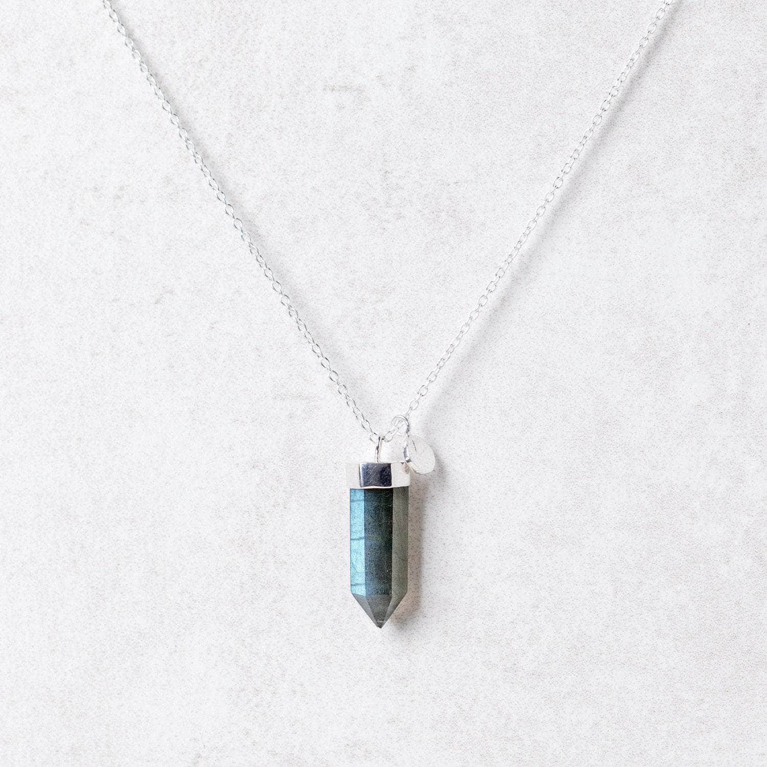 SilverLarge2 Labradorite Crystal Point Necklace - Image 3