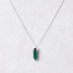 Delicate Genuine Malachite Crystal Point Necklace - Image 9