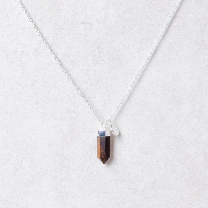 Delicate Tiger Eye Crystal Point Necklace - Image 7