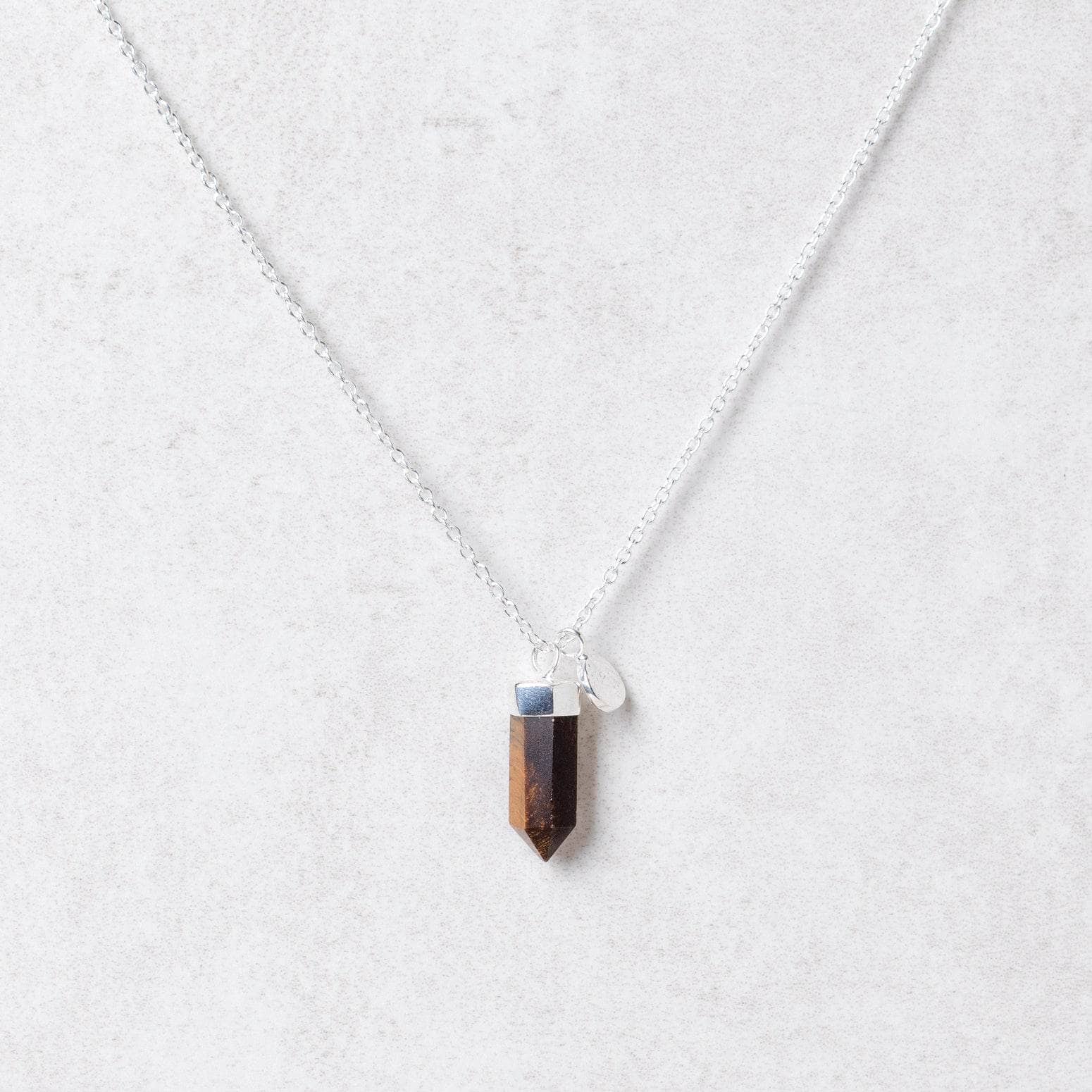 Silver_small22 Delicate Tiger Eye Crystal Point Necklace - Image 7
