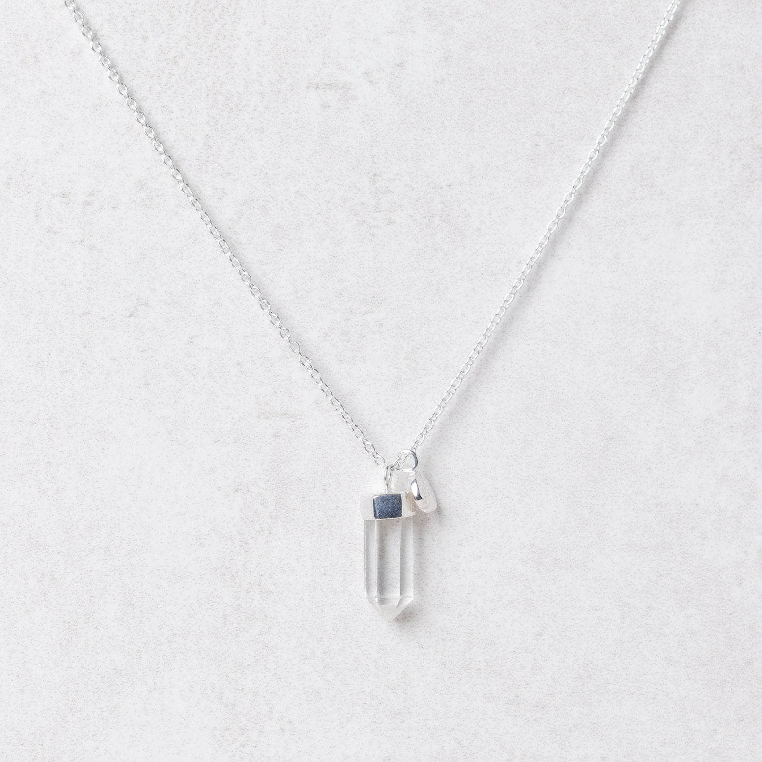 Silver_small8 Delicate Clear Quartz Crystal Point Necklace - Image 7