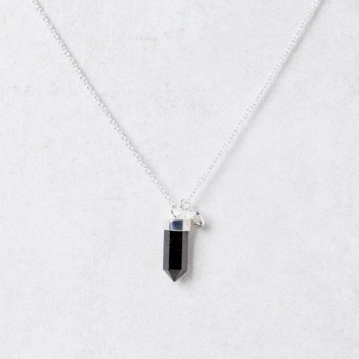 Delicate Black Tourmaline Crystal Point Necklace - Image 7