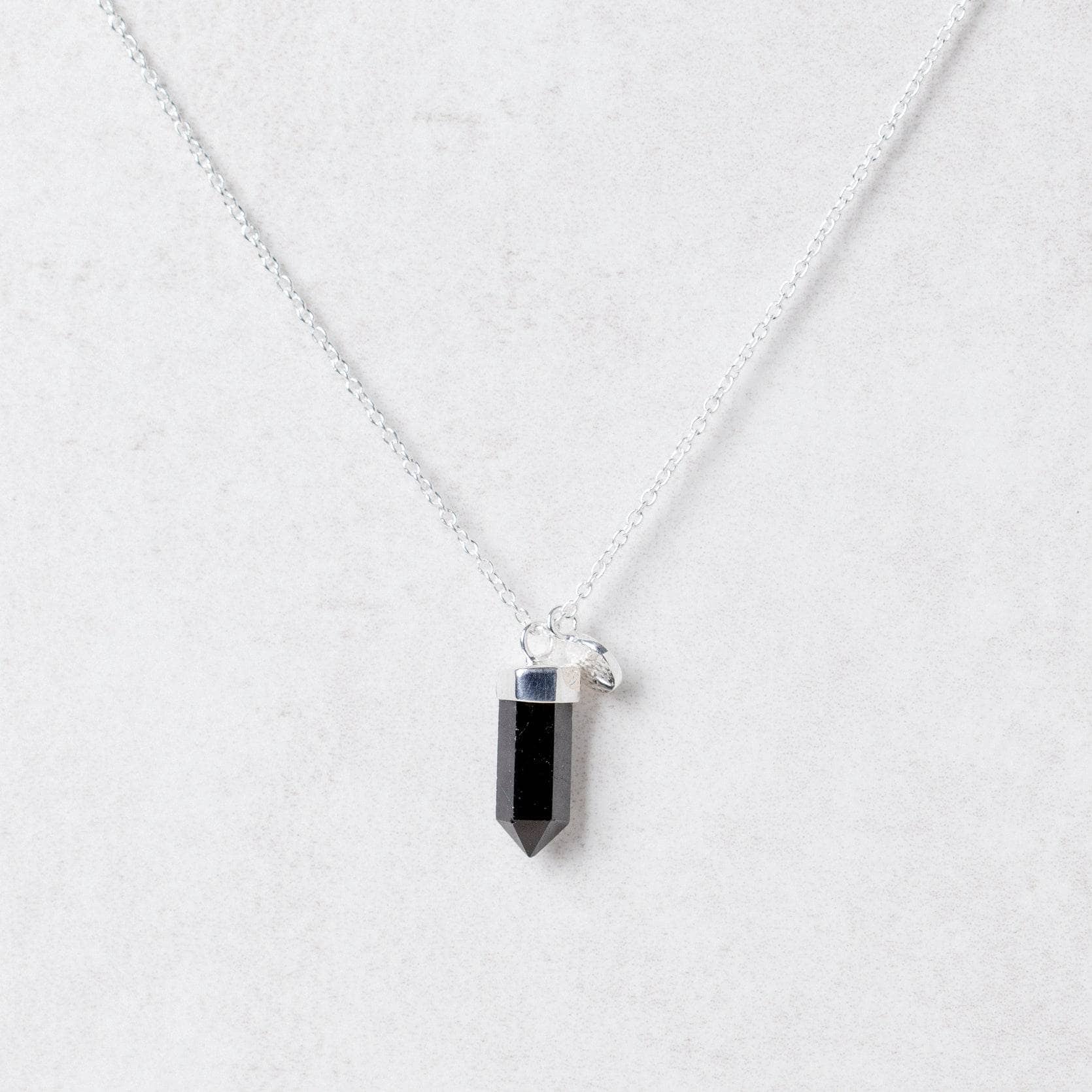 Silver_small_copy Delicate Black Tourmaline Crystal Point Necklace - Image 7