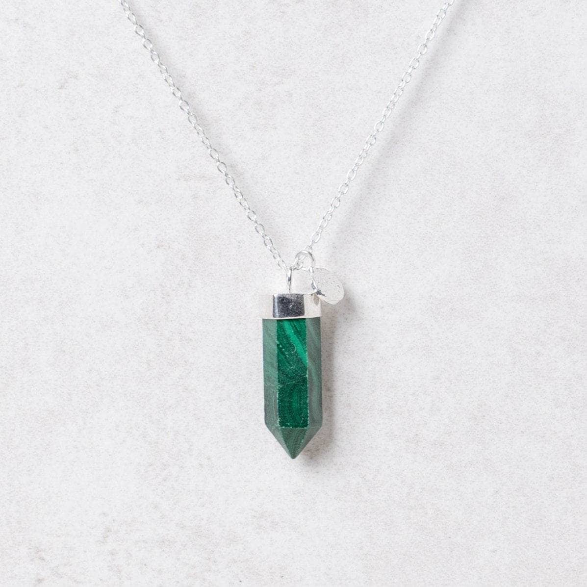 Silverlarge Genuine Malachite Crystal Point Necklace - Image 8