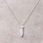 Rainbow Moonstone Crystal Point Necklace - Image 3
