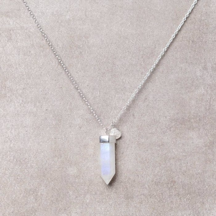 Rainbow Moonstone Crystal Point Necklace - Image 3