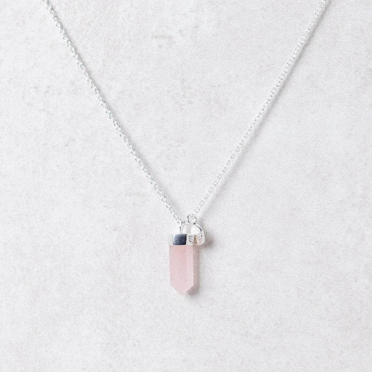 Silversmall11 Delicate Rose Quartz Crystal Point Necklace - Image 3