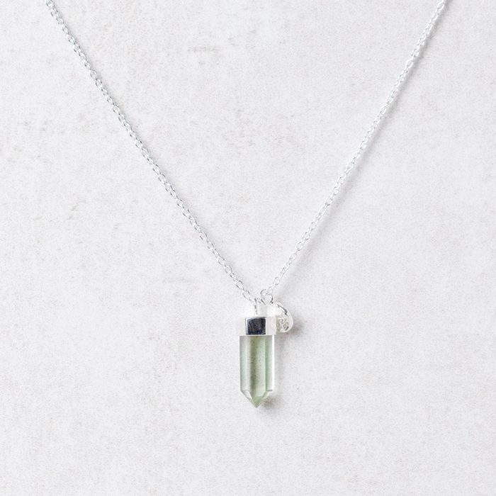 Delicate Green Amethyst Crystal Point Necklace - Image 3