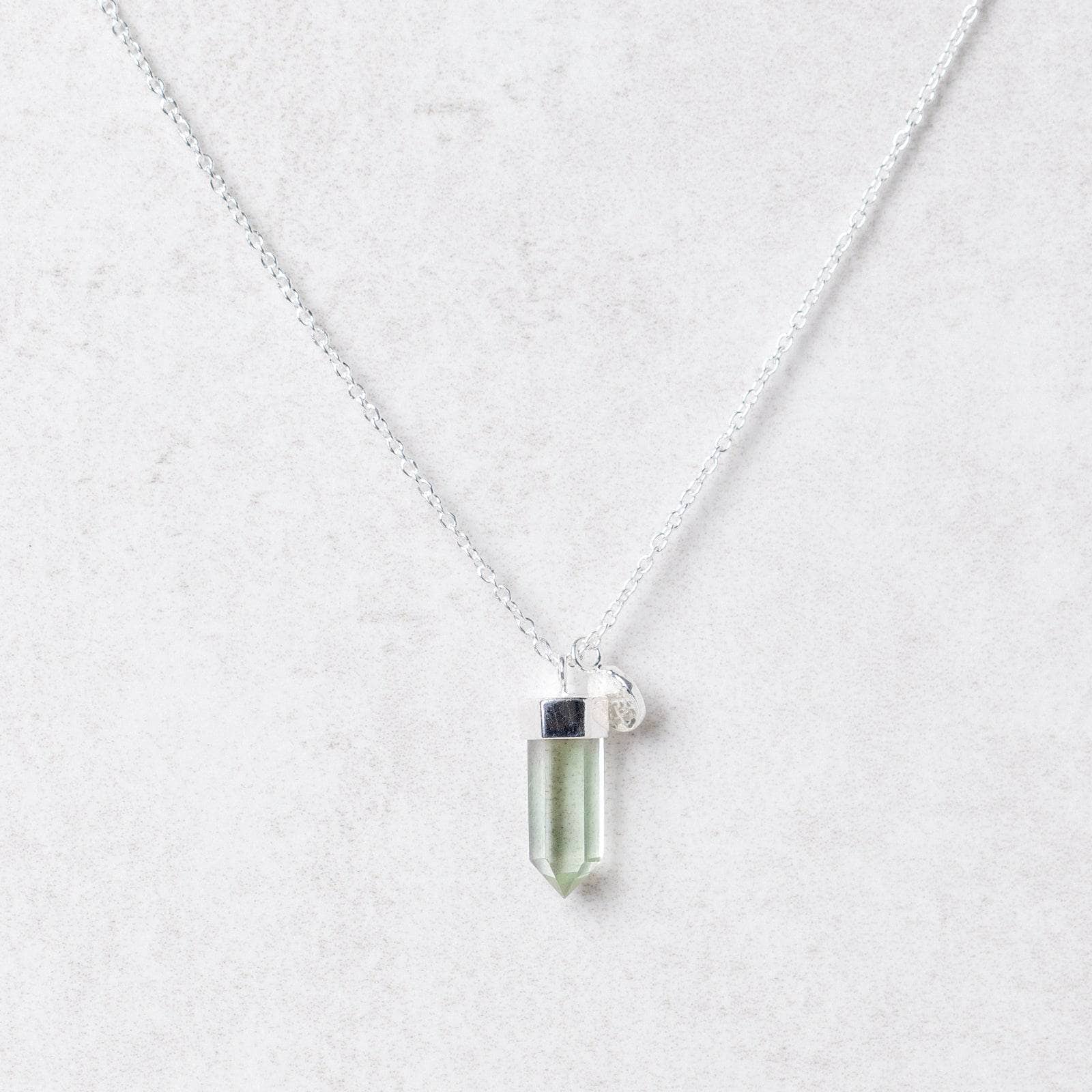Silversmall5 Delicate Green Amethyst Crystal Point Necklace - Image 3