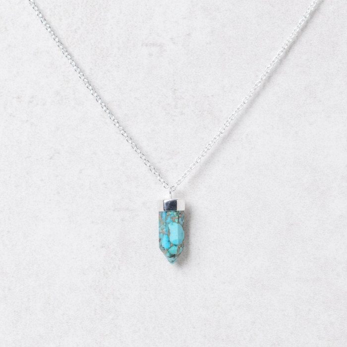 Delicate Genuine Turquoise Crystal Point Necklace - Image 3