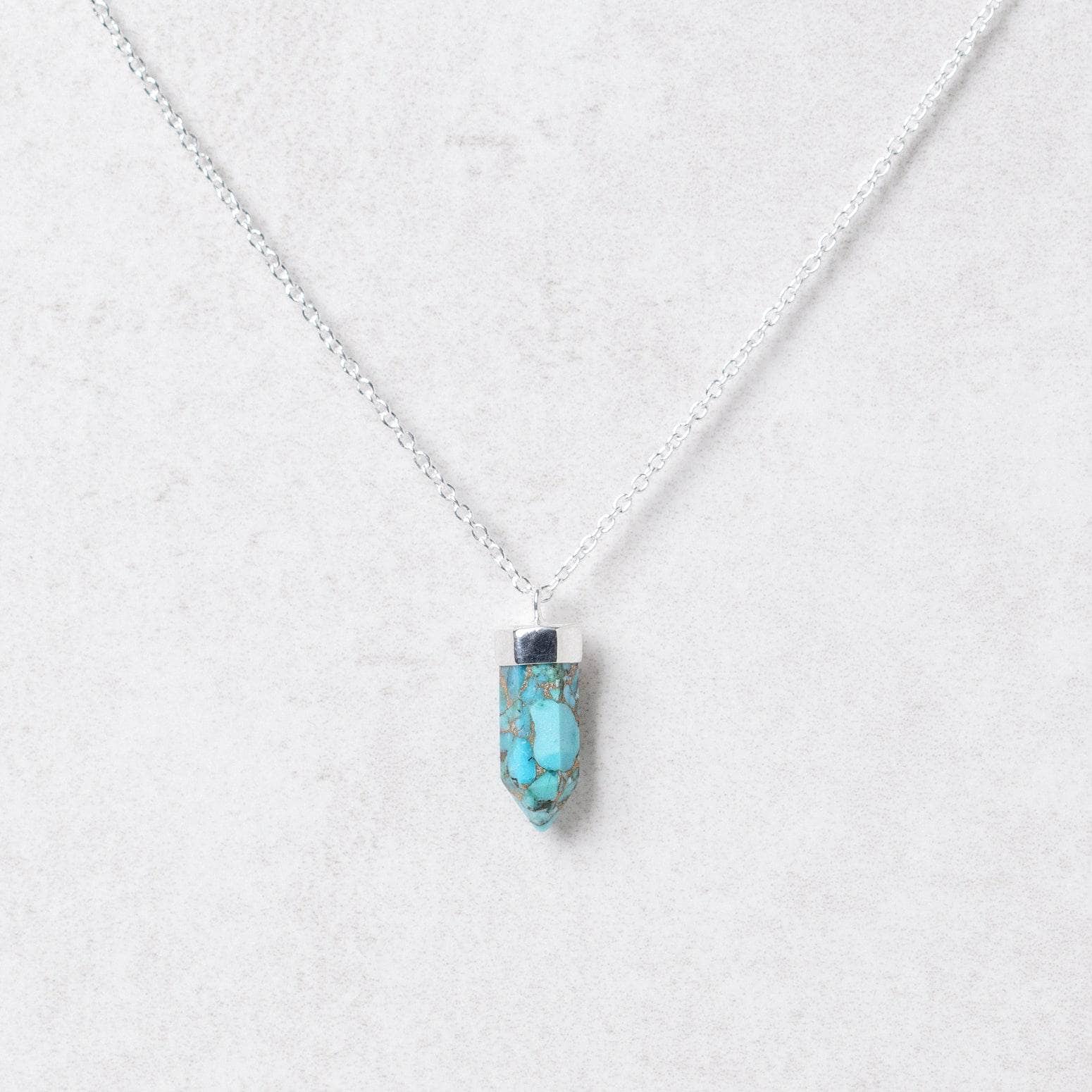 Silversmall7 Delicate Genuine Turquoise Crystal Point Necklace - Image 3