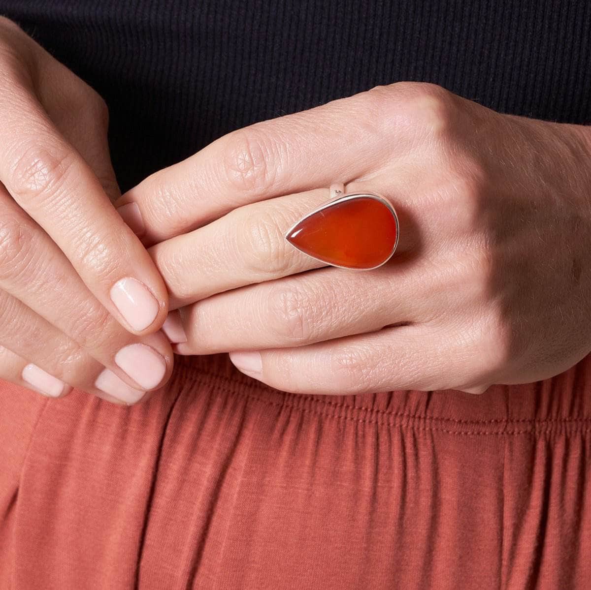 SivanaSpirit040420239843_1 Teardrop Carnelian Gemstone Ring - Image 1