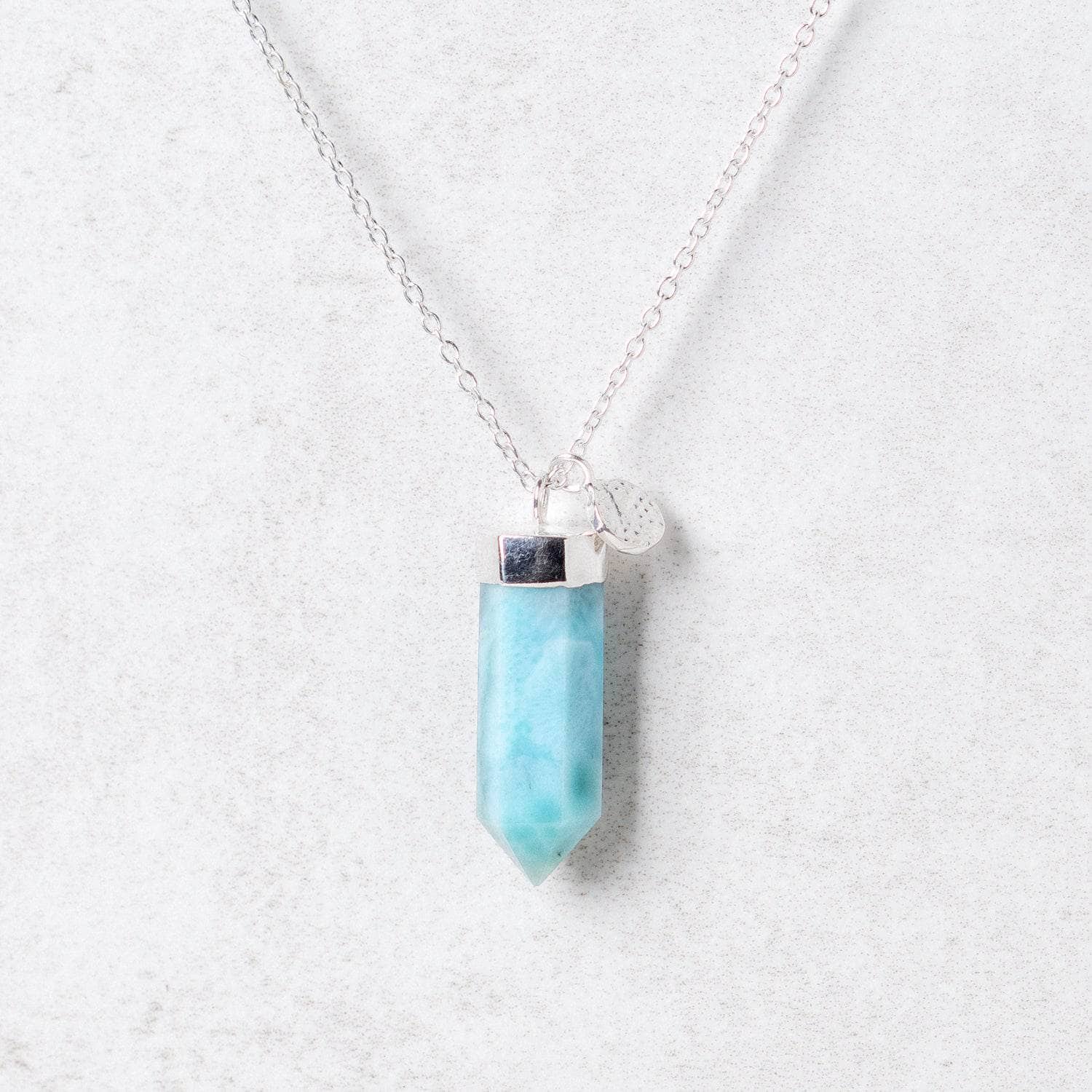 Slarge4 Rare Genuine Larimar Crystal Point Necklace - Image 2