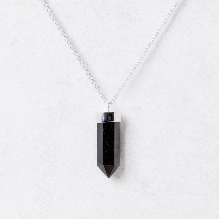 Black Tourmaline Crystal Point Necklace - Image 6