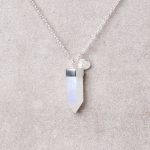 Delicate Rainbow Moonstone Crystal Point Necklace - Image 2