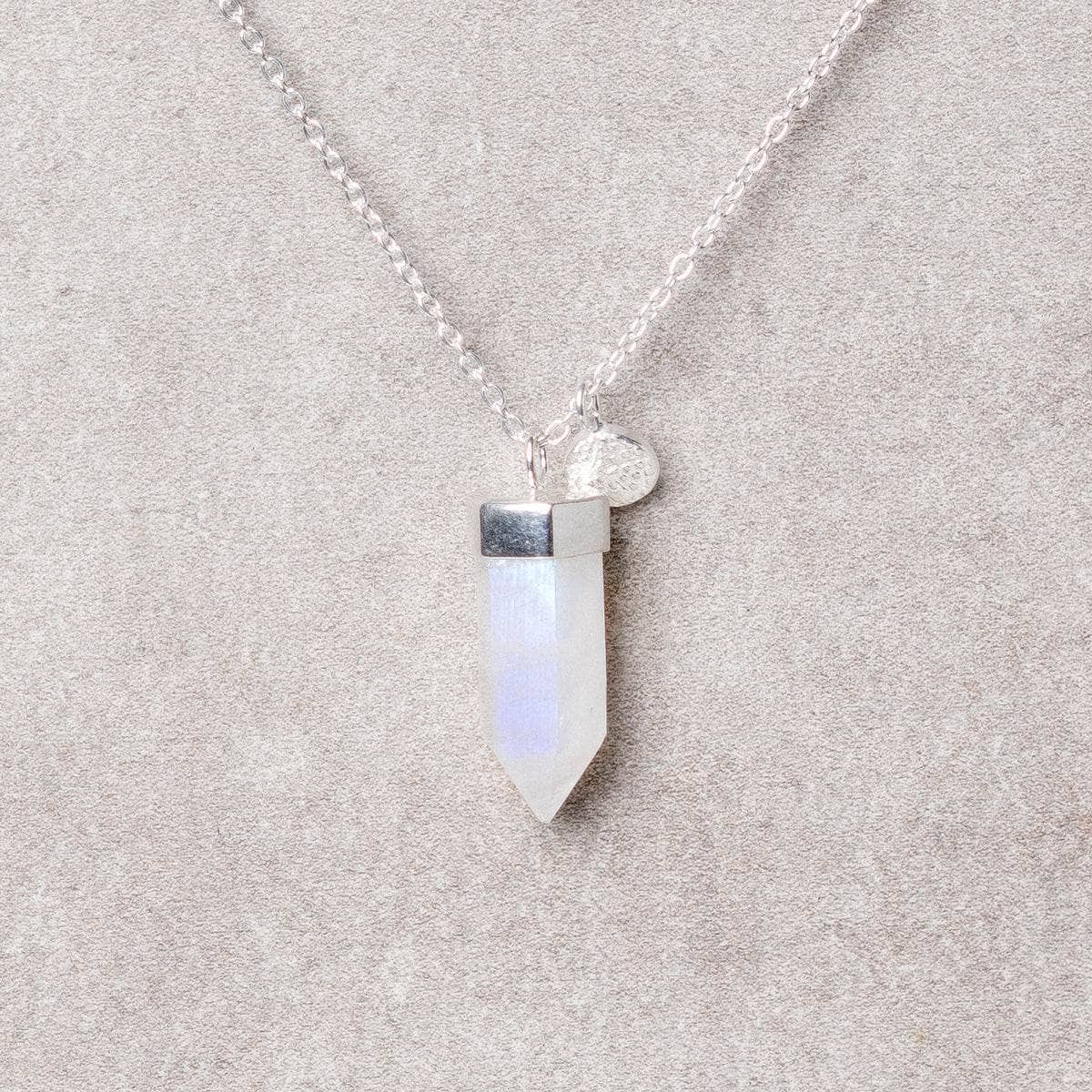 Ssmall0 Delicate Rainbow Moonstone Crystal Point Necklace - Image 2