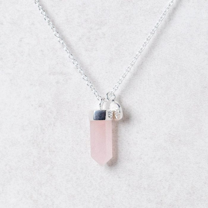 Delicate Rose Quartz Crystal Point Necklace - Image 2