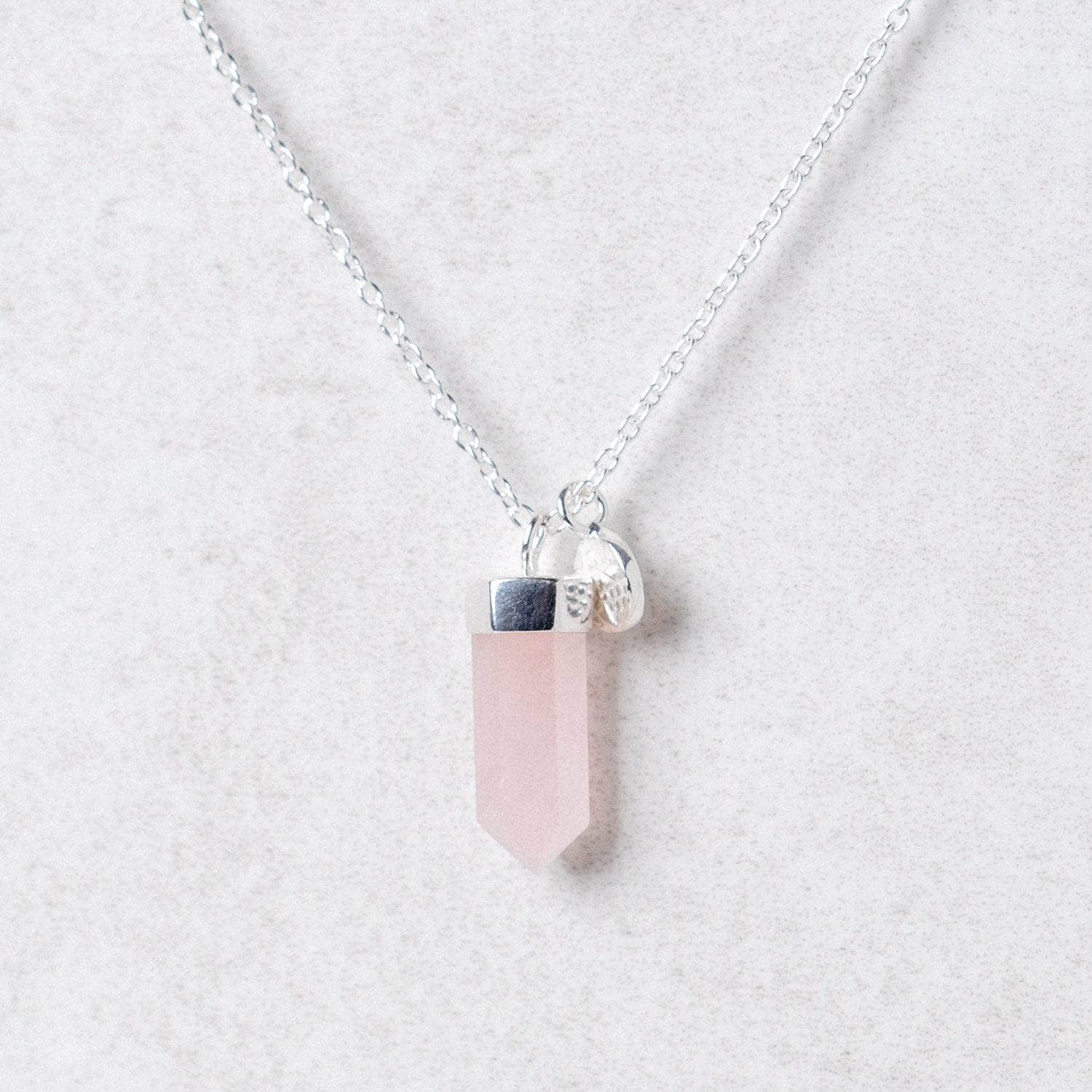 Ssmall11 Delicate Rose Quartz Crystal Point Necklace - Image 2