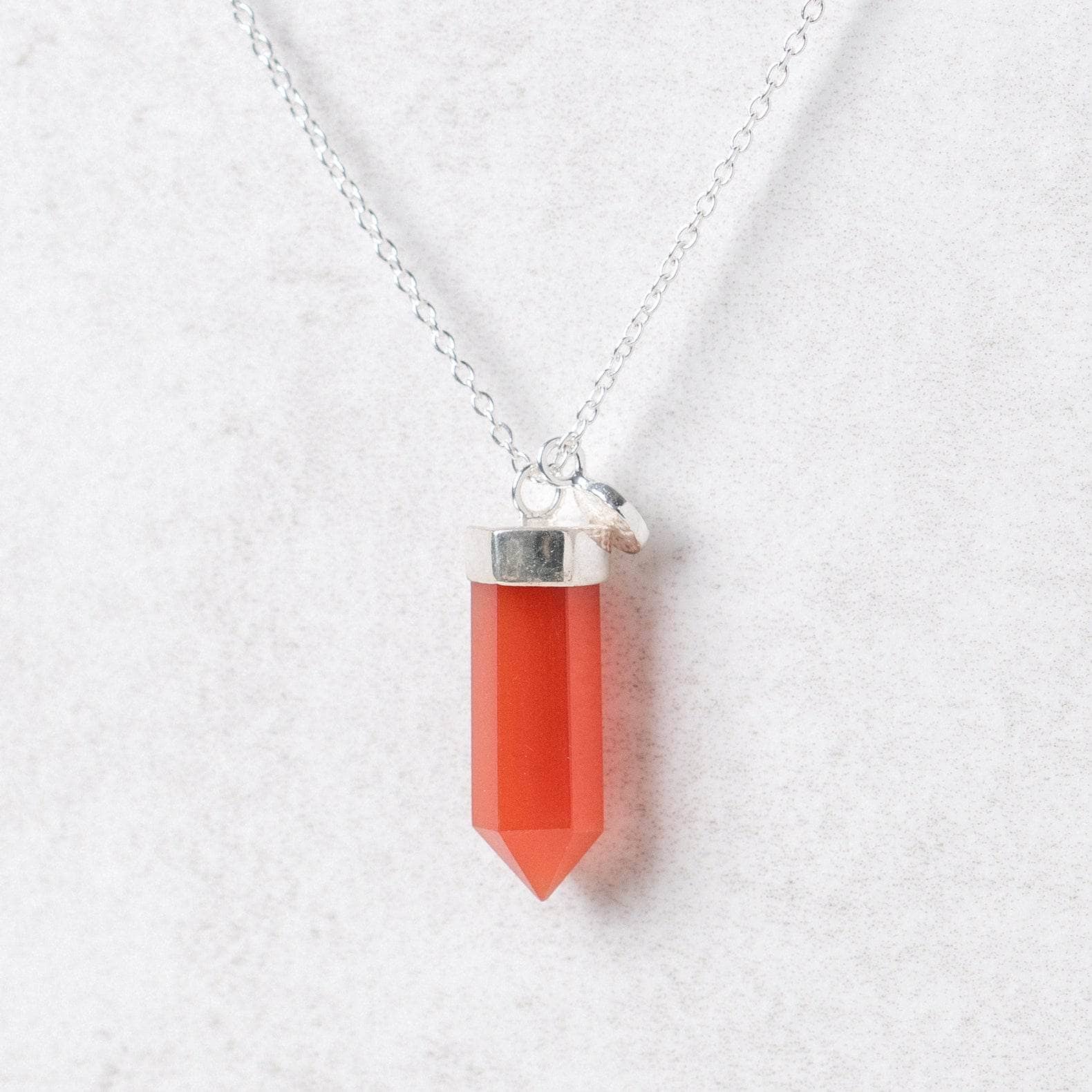 Ssmall3 Delicate Carnelian Crystal Point Necklace - Image 2