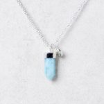Delicate Rare Genuine Larimar Crystal Point Necklace - Image 2
