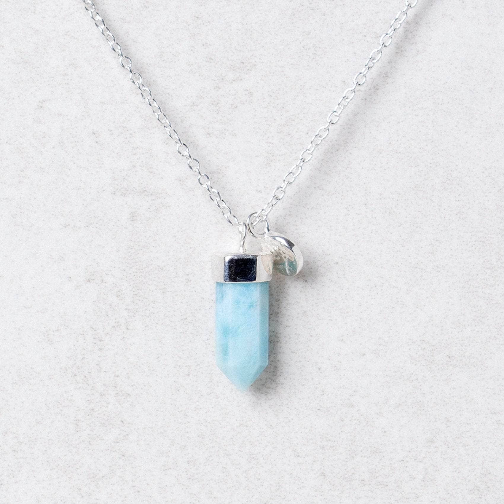 Ssmall4 Delicate Rare Genuine Larimar Crystal Point Necklace - Image 2
