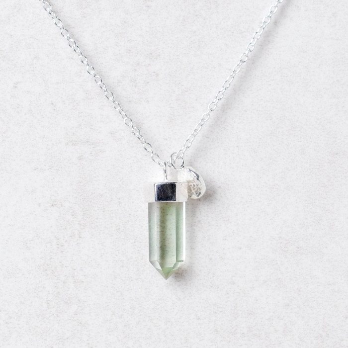 Delicate Green Amethyst Crystal Point Necklace - Image 2