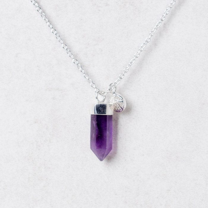 Delicate Amethyst Crystal Point Necklace - Image 2
