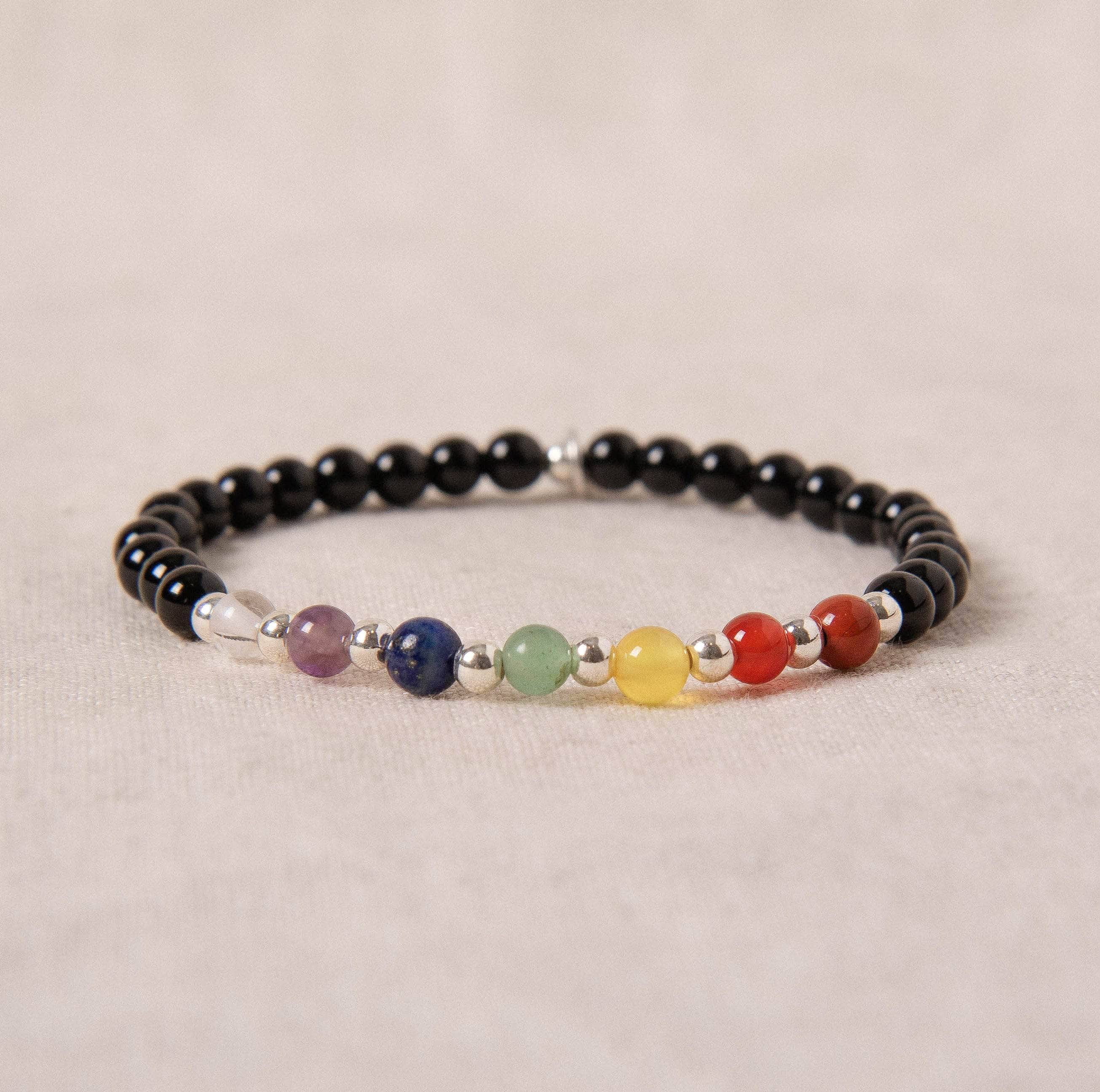 Studio-Session-036 Black Onyx Seven Chakra Energy Bracelet - Image 3