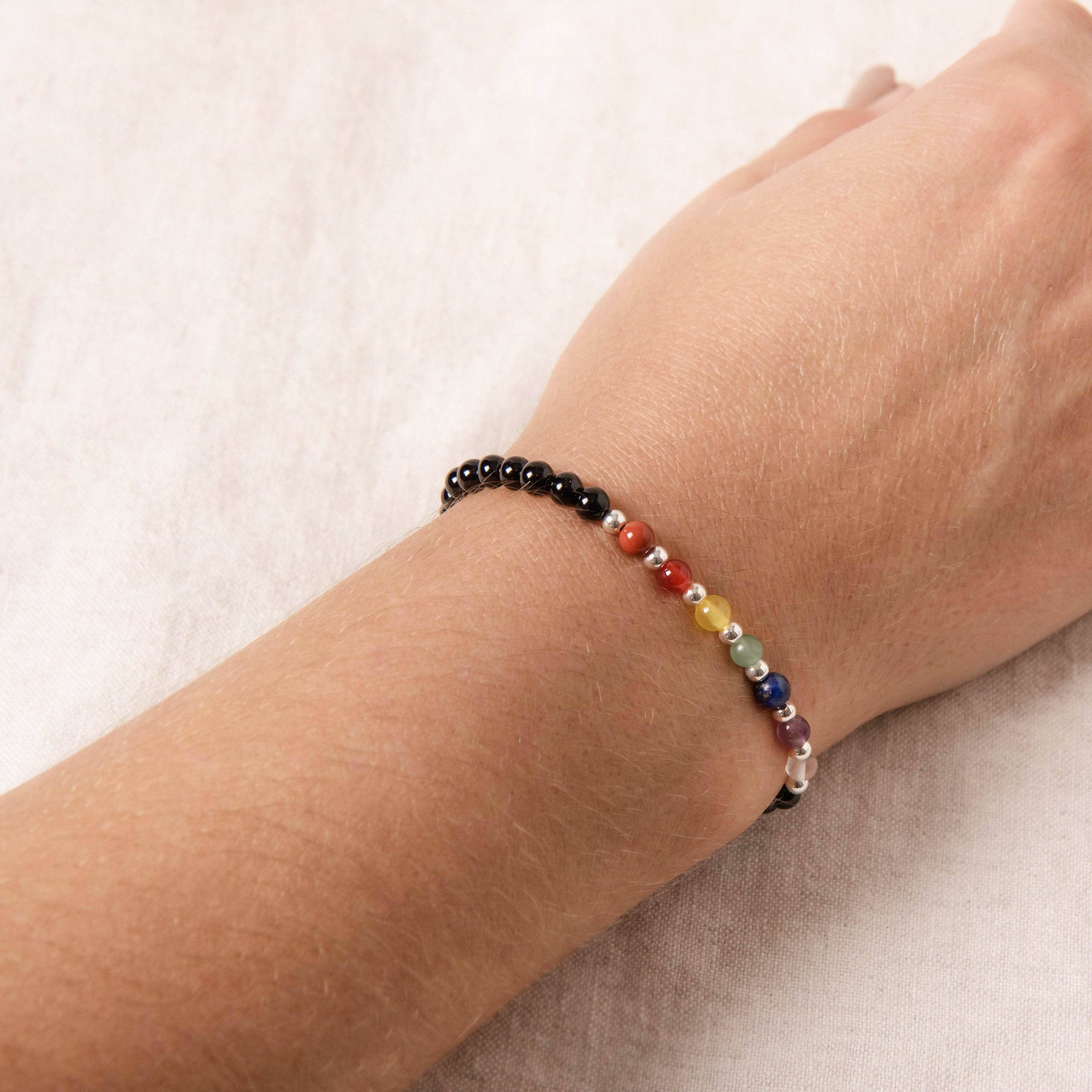 Studio-Session-038 Black Onyx Seven Chakra Energy Bracelet - Image 6